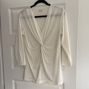 Eddie Bauer Cream Twist Front Blouse